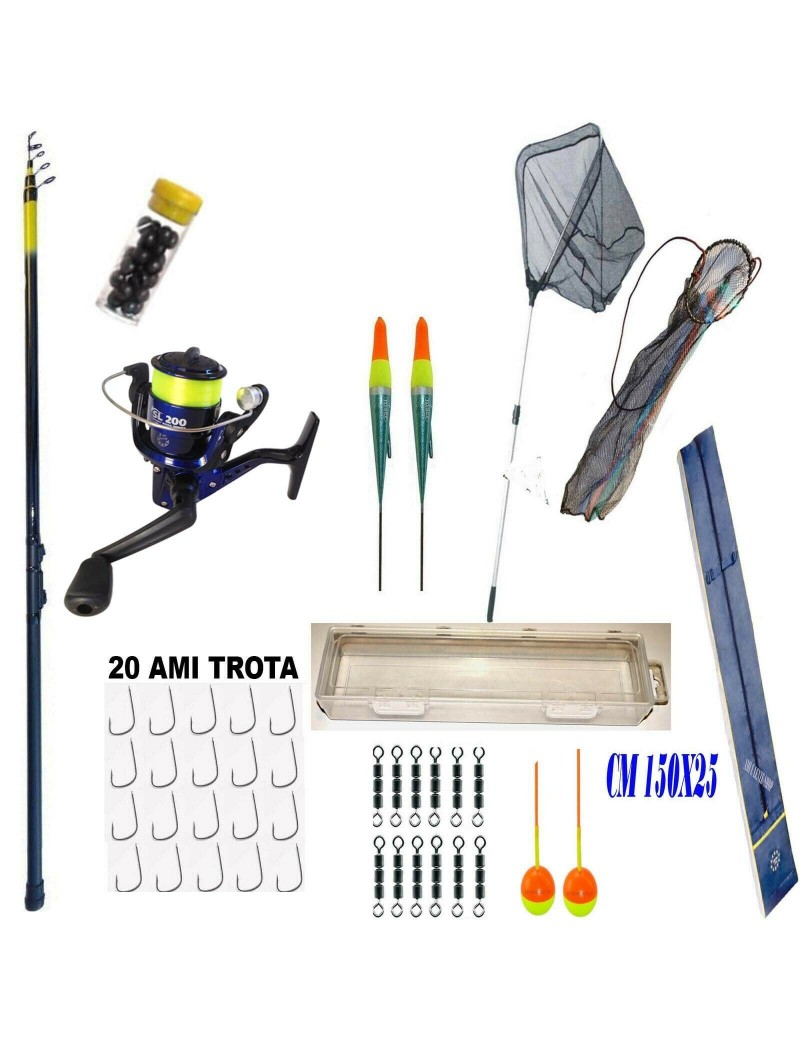 Combo Canna Con Mulinello Pesca Trota Lago Fiume