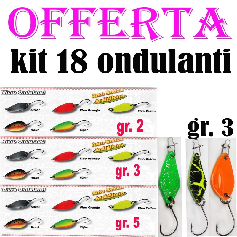 kit 4  mini spoon ondulanti 3g pesca trota lago trout area game laghetto trote 