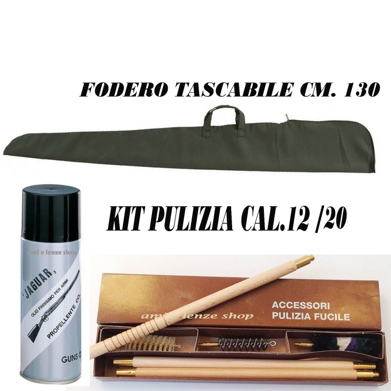 Kit Pulizia Olio Armi Cal. 20 Fodero Fucile Caccia Custodia Verde Mimetica